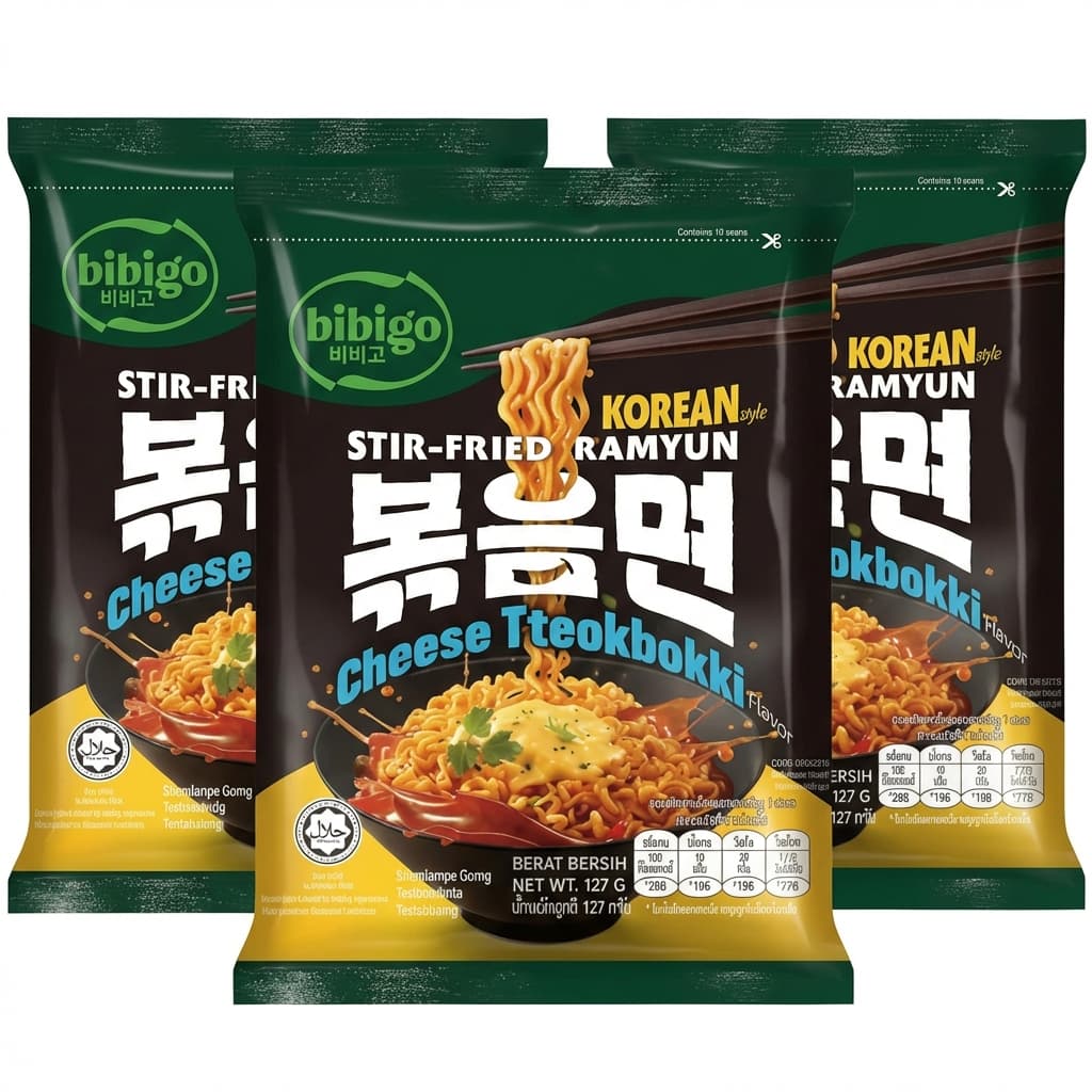 3 Bebejo Korean Fried Ramyon Tukbuki Cheese Flavor 3 x 127g