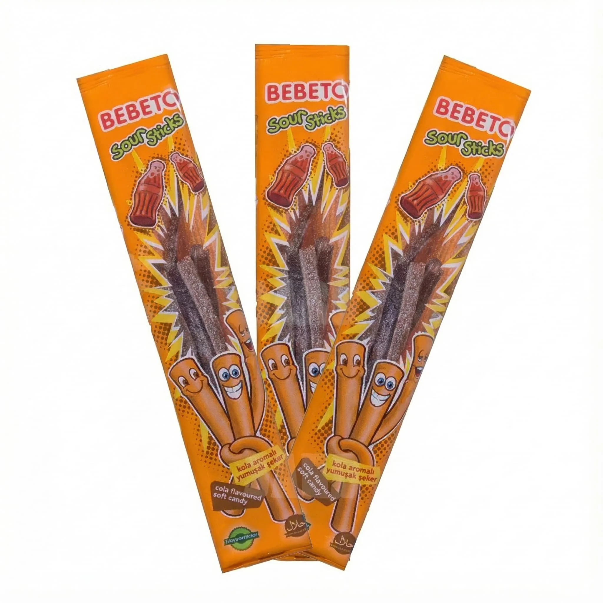 3 bags of Bebeto Sour Sticks Cola – Soft Chewy Candy Three bags