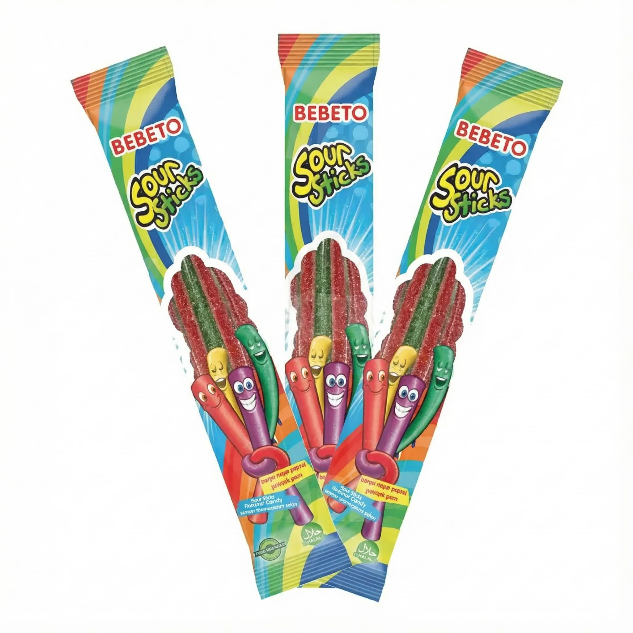 3 bags of Bebeto Sour Sticks Mix Fruit – Soft Chewy Candy Three bags